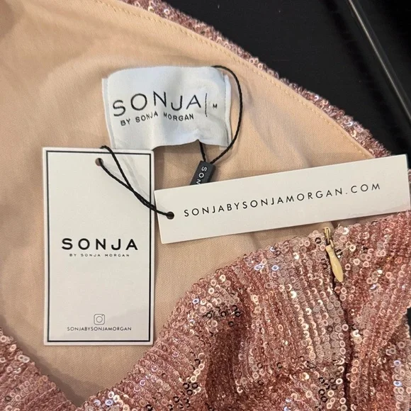 Sonja Sequin Dress in Rose Gold Size Medium - Picture 2 of 5